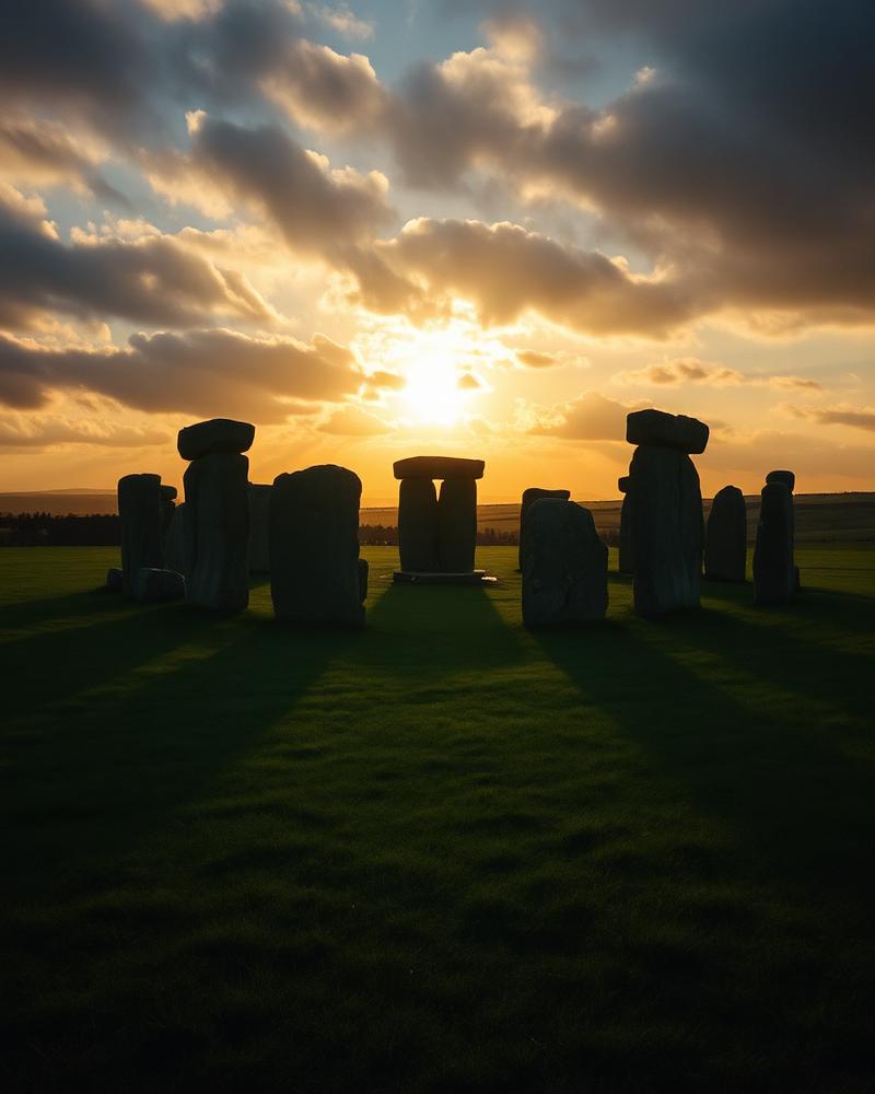 An ancient Irish stone circle at golden hour